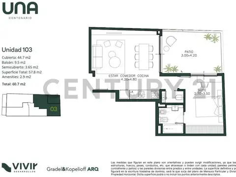 Angel Gallardo 100, Piso 1