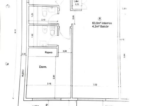 Departamento 3 ambientes con 2 baños