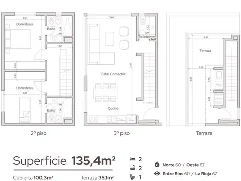 Departamento en Venta de 3 ambientes