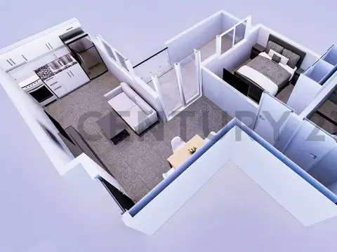 Departamento 2 ambientes con 1 baño