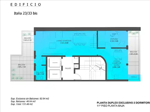 Departamento 3 ambientes con 2 baños