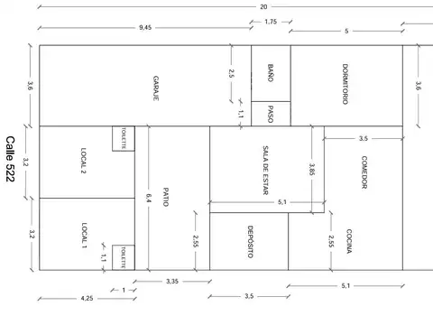 Casa 6 ambientes con 1 baño