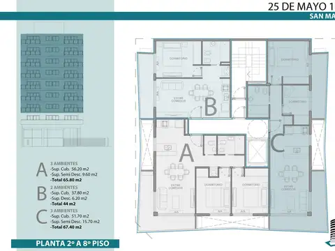 Departamento 3 ambientes con 1 baño