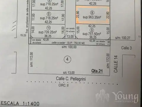 Terreno en Venta 42  mts Fondo