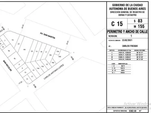Terreno en Venta en Villa Devoto, USD 400.000