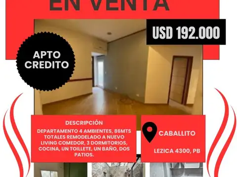 DEPARTAMENTO EN VENTA LEZICA 4300 PB