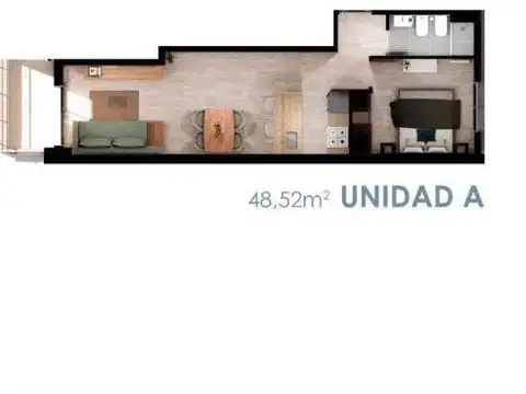 Departamento en Venta de 1 dormitorio