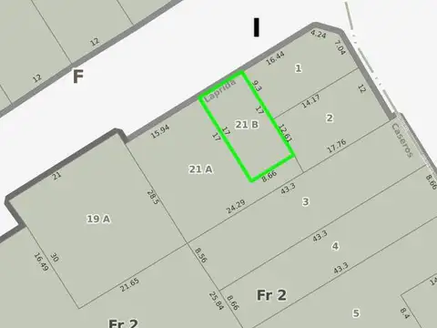 Terreno en Venta 17  mts Fondo