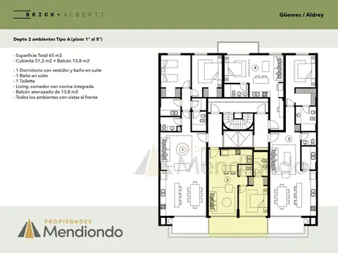 Departamento en Venta de 2 ambientes