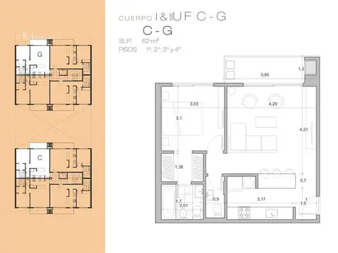 Departamento en Venta de 2 ambientes