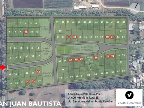 Terreno en Barrio San Juan Bautista en Villa Rosa Pilar