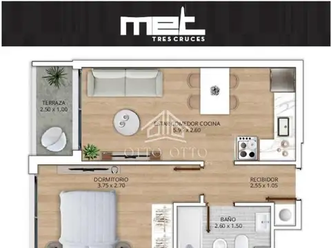 DEPARTAMENTO 2 AMBIENTES - TRES CRUCES, MONTEVIDEO