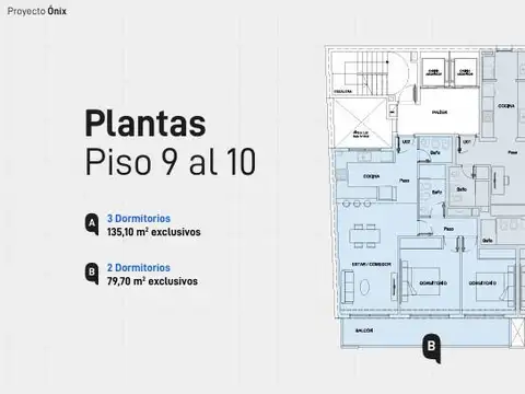 Departamento 3 ambientes con 2 baños