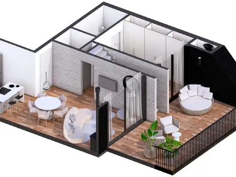 Departamento 2 ambientes con 1 baño