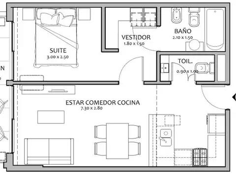 Departamento en Venta de 2 ambientes