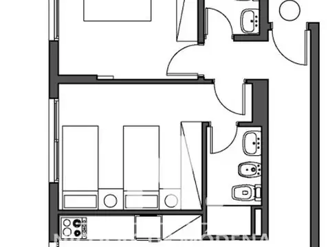 Apartamento de 2 dormitorios