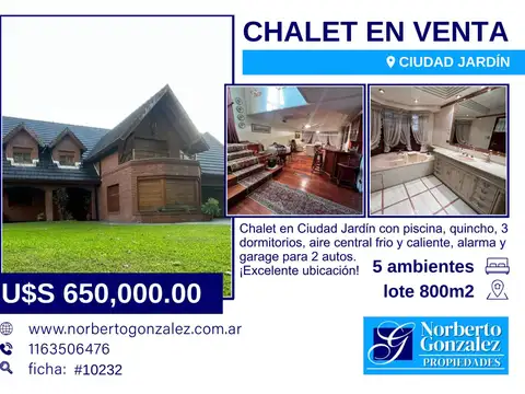 EN VENTA EN CIUDAD JARDIN GRAN CHALET CON 4 DORMITORIOS A MTS. DE LA PLAZA DEL AVION - FICHA 10232