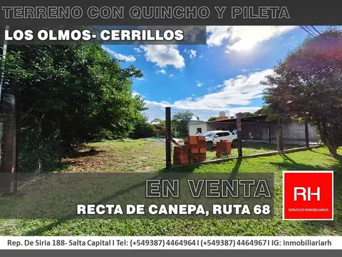 TERRENO CON CONSTRUCCION QUINCHO Y PILETA- VENTA