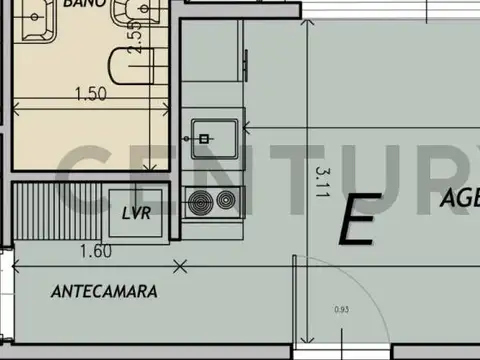 Oficina Monoambiente con 1 baño