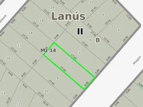 Terreno en Venta 27  mts Fondo