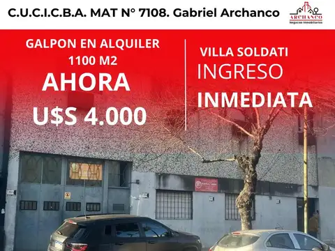 Alquiler Galpon Con Vivienda De 1100 M2 En Villa Soldati