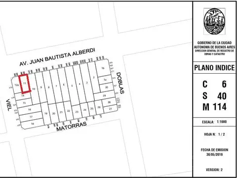 Terreno en Venta en Caballito Sur, USD 730.000