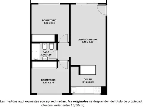 Departamento 3 ambientes con 1 baño