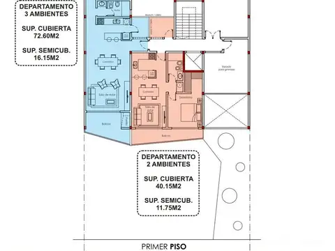 Departamento 4 ambientes con 2 baños