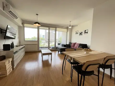 Alquiler temporario departamento de un dormitorio con balcón y cochera. Rosario, Puerto Norte