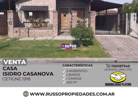 Venta casa 3 ambientes Isidro Casanova