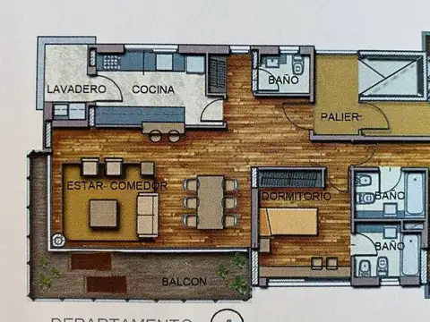 Departamento 3 ambientes con 3 baños