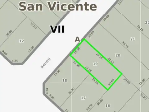 Terreno en Venta 10  mts Frente