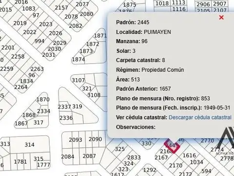 Terreno en venta de 513m2 ubicado en Puimayen