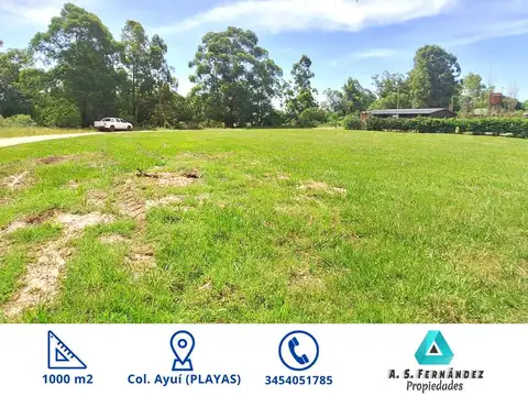 TERRENO EN ZONA DE PLAYAS (COLONIA AYUI - CONCORDIA)