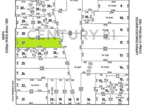 Terreno en Venta 39,50  mts Fondo