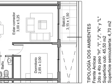 Av. Angel T. de Alvear 200 // Cuarto Piso "K", 2 Ambientes