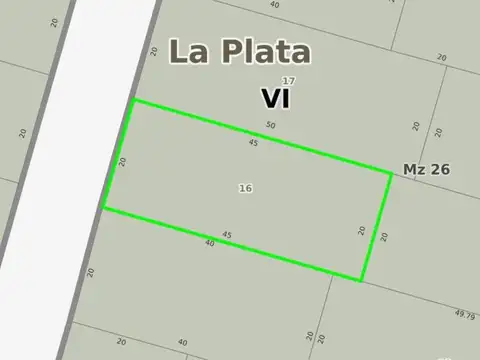 Terreno en Venta 20  mts Frente