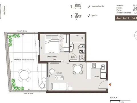VENTA APARTAMENTO 1 DORMITORIO CON PATIO MALVIN