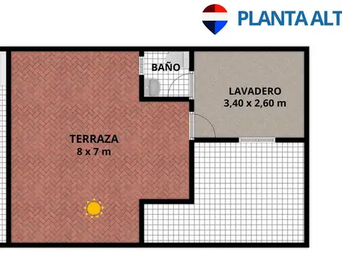 Depto Tipo Casa 3 ambientes con 1 baño