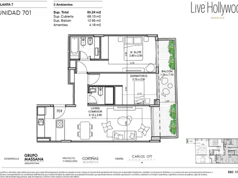 Departamento 3 ambientes con 2 baños