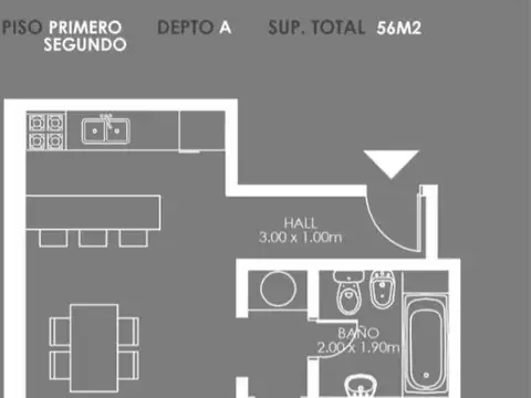 Departamento en Venta de 2 ambientes