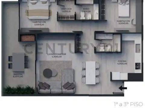 Zapiola 1400, Piso 1