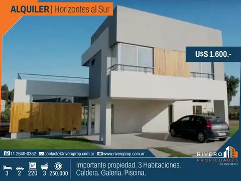Alquiler Casa - 3 habitaciones en Suite - Piscina - Horizontes al Sur