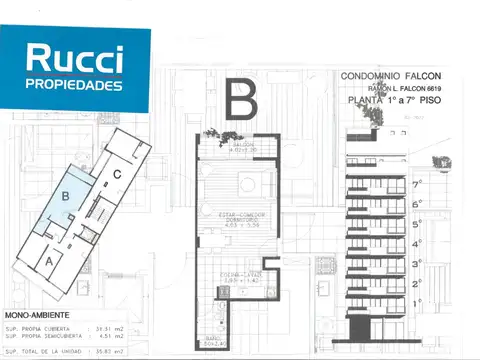 DPTOS MONO-AMBIENTES LATERAL 1º, 3º, 7º PISO A ESTRENAR 35,90M2