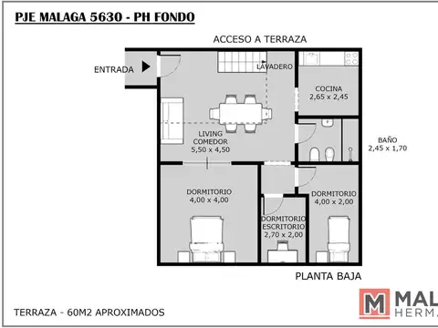 Depto Tipo Casa en Venta de 3 ambientes