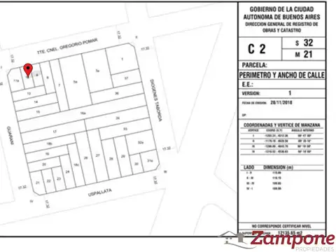 Venta. Terreno en Pompeya.  Oportunidad de inversión. Edificables 1.187 m2