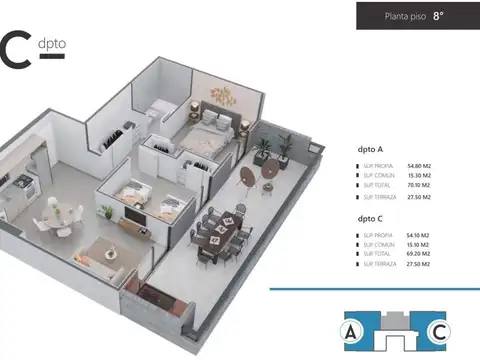 Departamento en Venta de 2 dormitorios