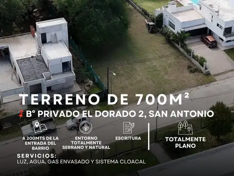 TERRENO 700m2 TOTALMENTE PLANO EN B° PRIVADO “EL DORADO 2”