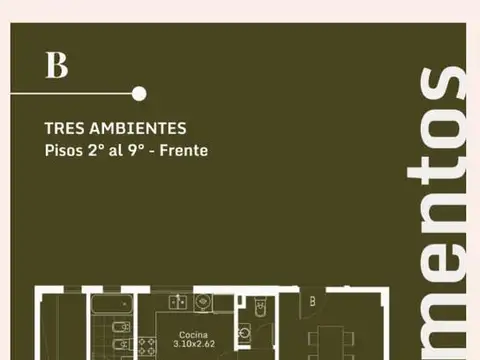 Departamento Monoambiente Contrafrente  en  Caseros