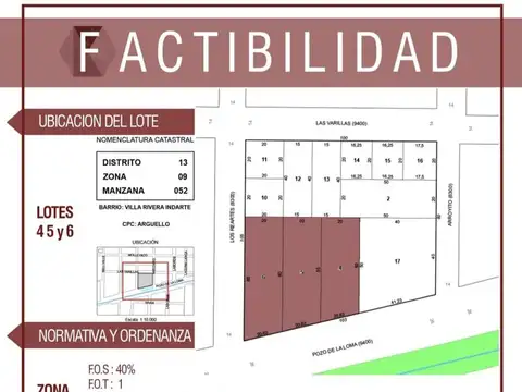 Terreno en Venta en Villa Rivera Indarte, USD 310.000
